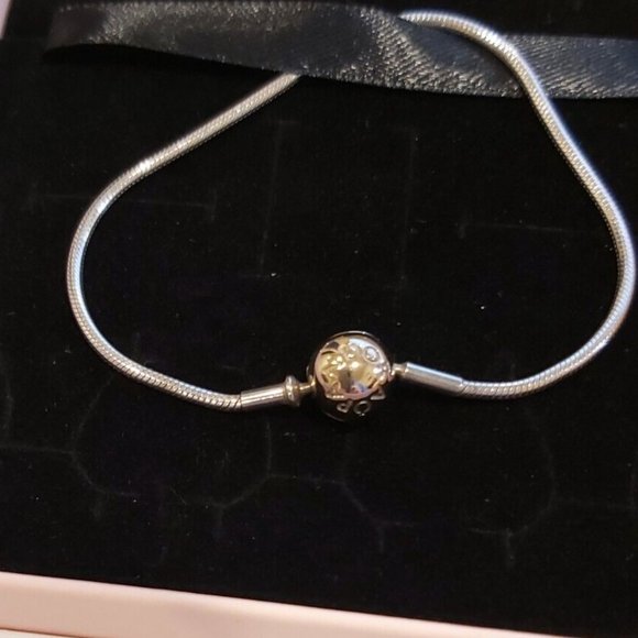 Authentic Pandora Essence Sterling Silver & 14k Gold Bracelet 596003-19 7.5" - Picture 1 of 9